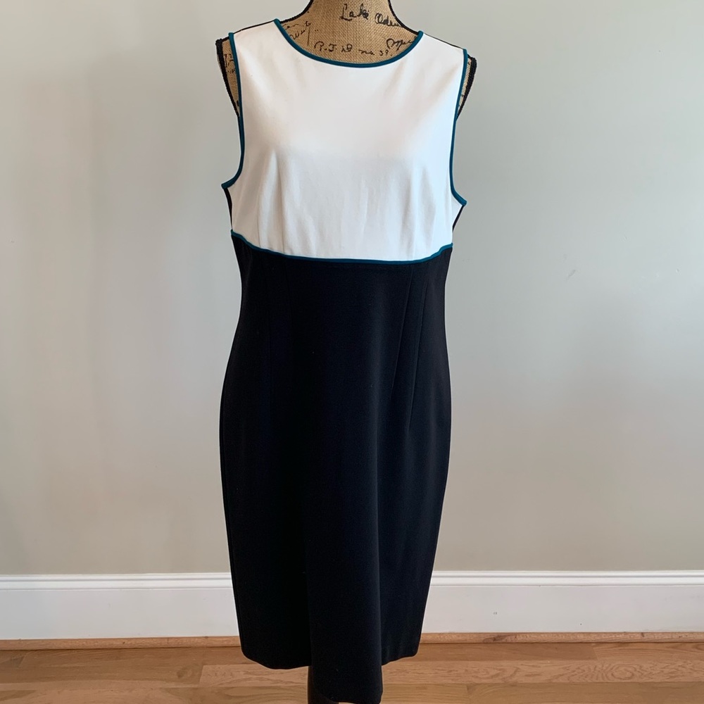 Ann Taylor sleeveless mini dress black/white/green